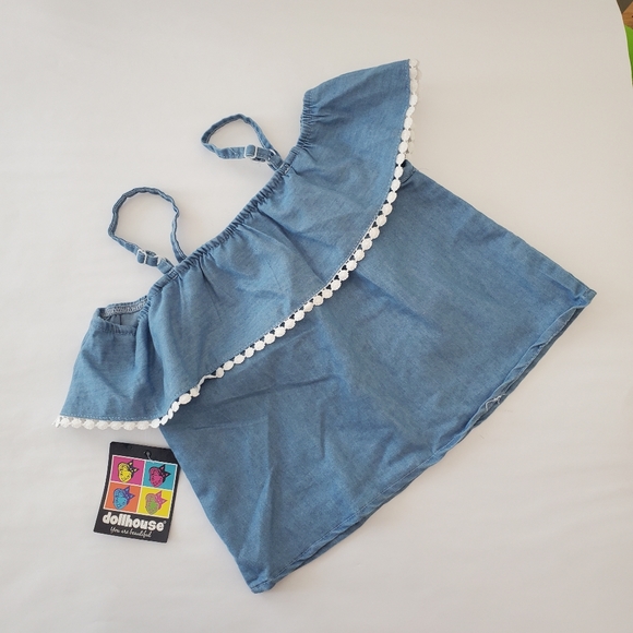 3/$25 New Dollhouse chambray embroidered top - Picture 2 of 4